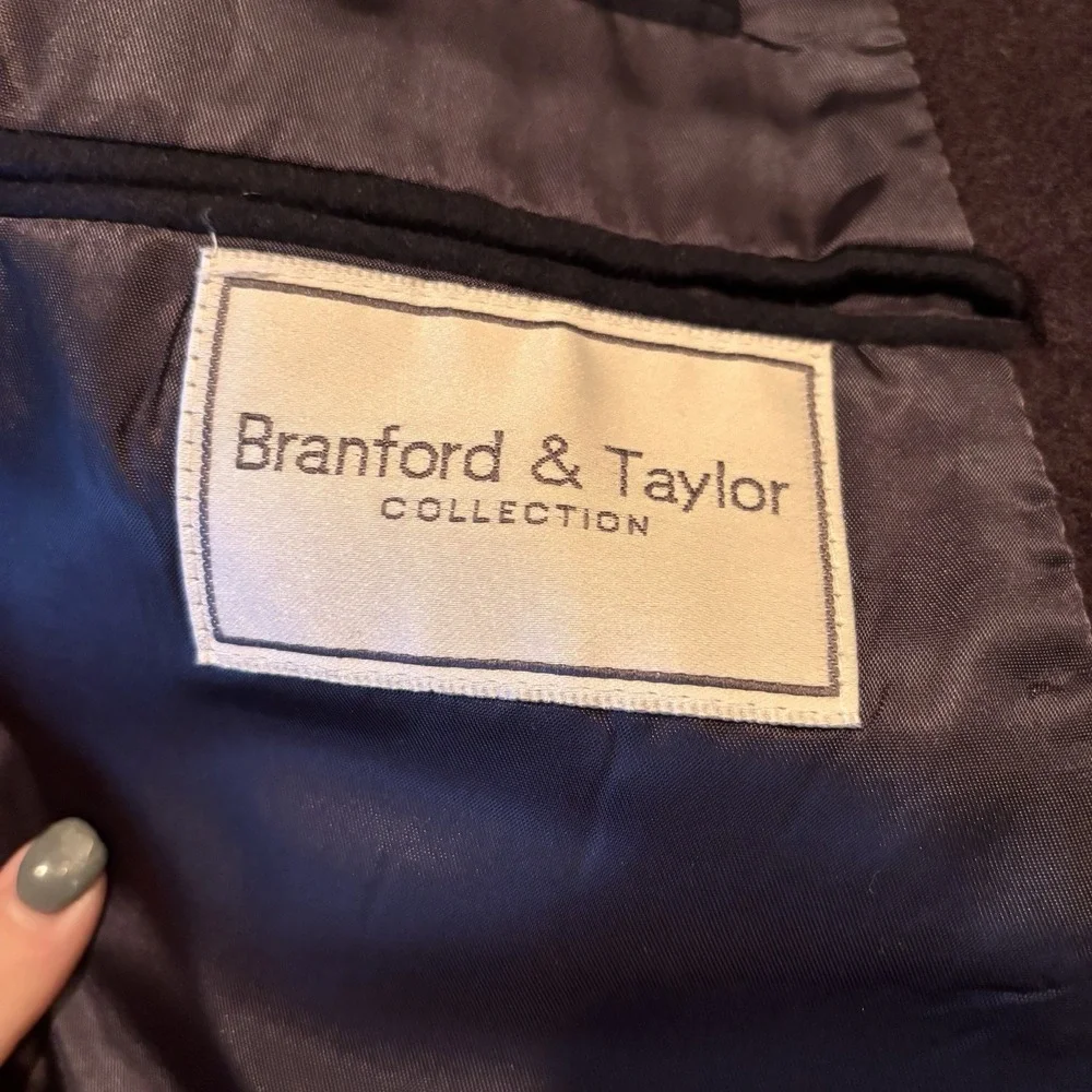 Branford & Taylor 100% Cashmere Blazer Mens 46R Navy‎ Blue 2 Button Sport Coat